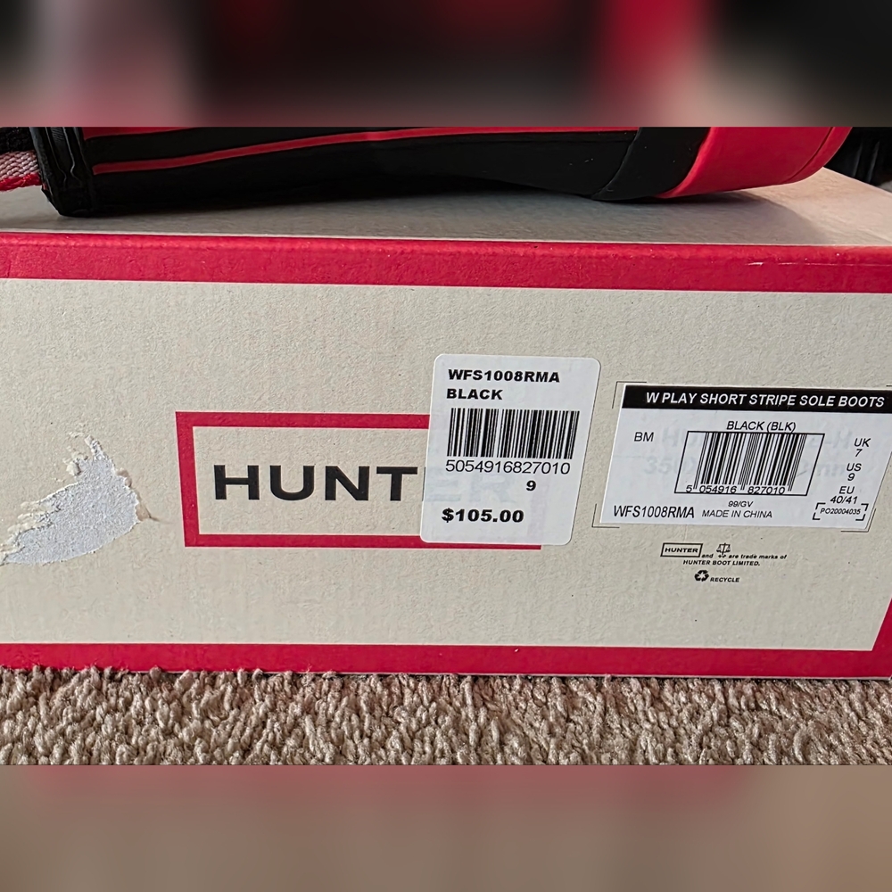 Hunter Black and Red Rain Boots - Picture 7 of 8